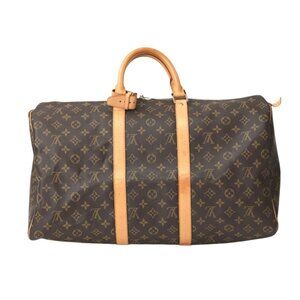 LOUIS VUITTON Brown Monogram Canvas Keepall 50 Boston Bag